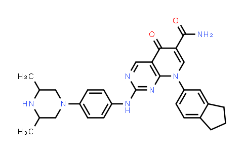 CAS No. 928788-68-5, 2-[[4-(3,5-Dimethylpiperazin-1-yl)phenyl]amino]-8-(indan-5-yl)-5-oxo-5,8-dihydropyrido[2,3-d]pyrimidine-6-carboxamide
