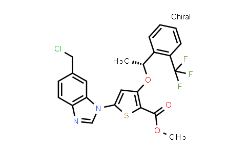 CAS No. 929095-40-9, (R)-methyl 5-(6-(chloromethyl)-1H-benzo[d]imidazol-1-yl)-3-(1-(2-(trifluoromethyl)phenyl)ethoxy)thiophene-2-carboxylate