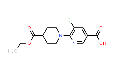 CAS No. 931395-73-2, 5-Chloro-6-[4-(ethoxycarbonyl)piperidin-1-yl]pyridine-3-carboxylic acid