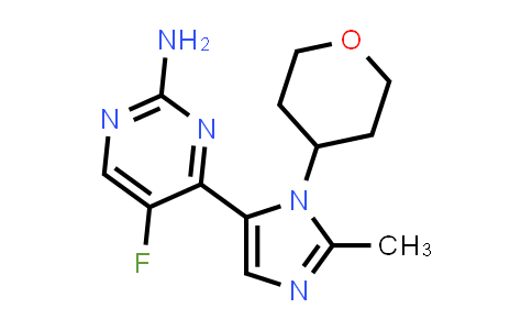 CAS No. 933784-97-5, 5-Fluoro-4-(2-methyl-1-(tetrahydro-2H-pyran-4-yl)-1H-imidazol-5-yl)pyrimidin-2-amine