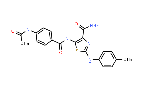 CAS No. 933853-24-8, 5-(4-Acetamidobenzamido)-2-(p-tolylamino)thiazole-4-carboxamide