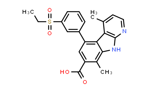 CAS No. 934542-76-4, 5-(3-(Ethylsulfonyl)phenyl)-4,8-dimethyl-9H-pyrido[2,3-b]indole-7-carboxylic acid