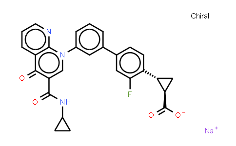 934995-88-7 | Cyclopropanecarboxylic acid,2-[3'-[3-[(cyclopropylamino)carbonyl]-4-oxo-1,8-naphthyridin-1(4H)-yl]-3-fluoro[1,1'-biphenyl]-4-yl]-, sodium salt (1:1), (1R,2R)-