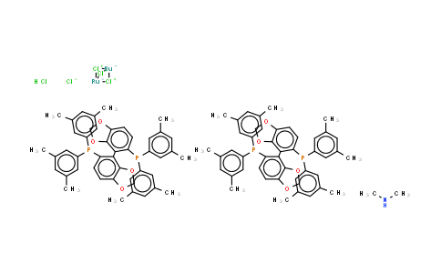 CAS No. 935449-46-0, Dimethylammonium dichlorotri(μ-chloro)bis{(R)-(+)-5,5'-bis[di(3,5-xylyl)phosphino]-4,4'-bi-1,3-benzodioxole}diruthenate(II)