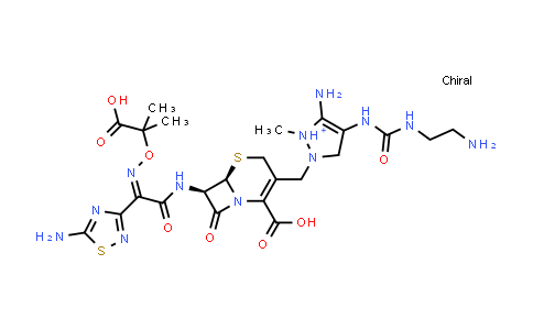 CAS No. 936111-68-1, 1H-Pyrazolium, 5-amino-4-[[[(2-aminoethyl)amino]carbonyl]amino]-2-[[(6R,7R)-7-[[(2Z)-2-(5-amino-1,2,4-thiadiazol-3-yl)-2-[(1-carboxy-1-methylethoxy)imino]acetyl]amino]-2-carboxy-8-oxo-5-thia-1-azabicyclo[4.2.0]oct-2-en-3-yl]methyl]-1-methyl-