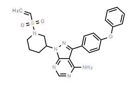 CAS No. 936563-90-5, 1H-Pyrazolo[3,4-d]pyrimidin-4-amine, 1-[1-(ethenylsulfonyl)-3-piperidinyl]-3-(4-phenoxyphenyl)-