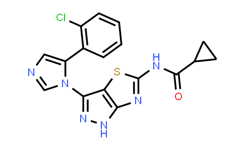CAS No. 937037-96-2, Cyclopropanecarboxamide, N-[3-[5-(2-chlorophenyl)-1H-imidazol-1-yl]-1H-pyrazolo[3,4-d]thiazol-5-yl]-