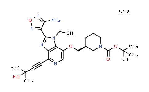 CAS No. 937174-75-9, (S)-tert-butyl 3-((2-(4-amino-1,2,5-oxadiazol-3-yl)-1-ethyl-4-(3-hydroxy-3-methylbut-1-ynyl)-1H-imidazo[4,5-c]pyridin-7-yloxy)methyl)piperidine-1-carboxylate