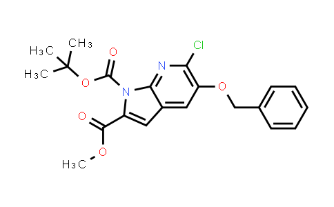 CAS No. 937240-76-1, 1H-Pyrrolo[2,3-b]pyridine-1,2-dicarboxylic acid, 6-chloro-5-(phenylmethoxy)-, 1-(1,1-dimethylethyl) 2-methyl ester