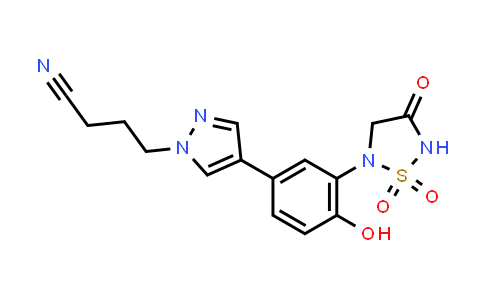 CAS No. 941310-21-0, 1H-Pyrazole-1-butanenitrile, 4-[3-(1,1-dioxido-4-oxo-1,2,5-thiadiazolidin-2-yl)-4-hydroxyphenyl]-