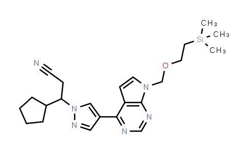 CAS No. 941685-39-8, 3-Cyclopentyl-3-(4-(7-((2-(trimethylsilyl)ethoxy)methyl)-7H-pyrrolo[2,3-d]pyrimidin-4-yl)-1H-pyrazol-1-yl)propanenitrile