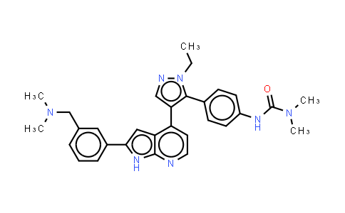 942918-07-2 | N'-[4-[4-[2-[3-[(二甲基氨基)甲基]苯基]-1H-吡咯并[2,3-b]吡啶-4-基]-1-乙基-1H-吡唑-3-基]苯基]-N,N-二甲基脲