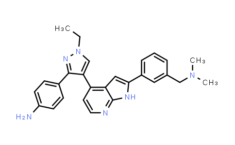 CAS No. 942919-53-1, 3-[4-[3-(4-Aminophenyl)-1-ethyl-1H-pyrazol-4-yl]-1H-pyrrolo[2,3-b]pyridin-2-yl]-N,N-dimethylbenzenemethanamine