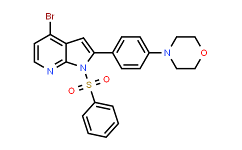 CAS No. 942921-06-4, 1H-Pyrrolo[2,3-b]pyridine, 4-bromo-2-[4-(4-morpholinyl)phenyl]-1-(phenylsulfonyl)-