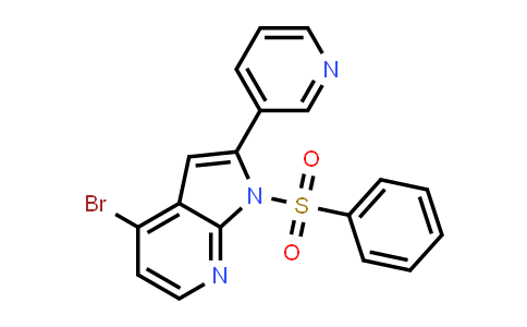 CAS No. 942922-01-2, 1H-Pyrrolo[2,3-b]pyridine, 4-bromo-1-(phenylsulfonyl)-2-(3-pyridinyl)-