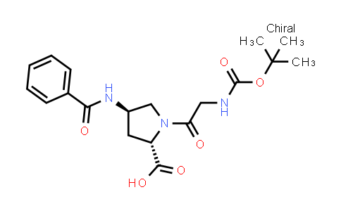CAS No. 943134-34-7, (2S,4R)-4-benzamido-1-(2-((tert-butoxycarbonyl)amino)acetyl)pyrrolidine-2-carboxylic acid