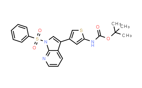 CAS No. 943321-42-4, Carbamic acid, N-[4-[1-(phenylsulfonyl)-1H-pyrrolo[2,3-b]pyridin-3-yl]-2-thienyl]-, 1,1-dimethylethyl ester