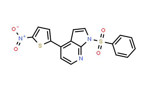 CAS No. 943321-85-5, 1H-Pyrrolo[2,3-b]pyridine, 4-(5-nitro-2-thienyl)-1-(phenylsulfonyl)-