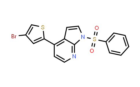 CAS No. 943321-97-9, 1H-Pyrrolo[2,3-b]pyridine, 4-(4-bromo-2-thienyl)-1-(phenylsulfonyl)-