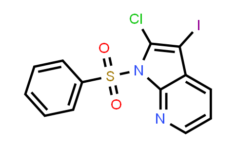 CAS No. 943323-74-8, 1H-Pyrrolo[2,3-b]pyridine, 2-chloro-3-iodo-1-(phenylsulfonyl)-