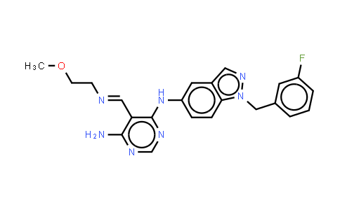 CAS No. 944341-44-0, 5-Pyrimidinecarboxaldehyde, 4-amino-6-[[1-[(3-fluorophenyl)methyl]-1H-indazol-5-yl]amino]-, O-(2-methoxyethyl)oxime, [C(E)]-