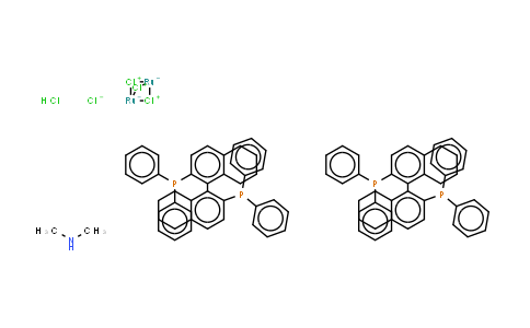CAS No. 944451-12-1, Dimethylammonium dichlorotri(μ-chloro)bis[(S)-(-)-2,2'-bis(diphenylphosphino)-5,5',6,6',7,7',8,8'-octahydro-1,1'-binaphthyl]diruthenate(II)