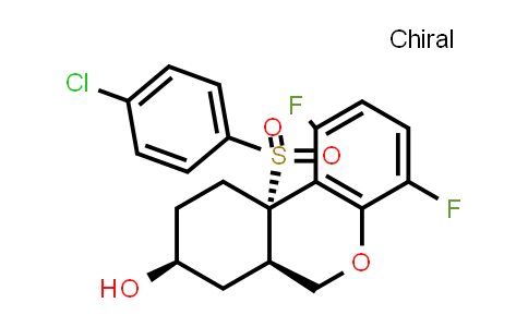 CAS No. 944945-08-8, 6H-Dibenzo[b,d]pyran-8-ol, 10a-[(4-chlorophenyl)sulfonyl]-1,4-difluoro-6a,7,8,9,10,10a-hexahydro-, (6aR,8S,10aS)-rel-