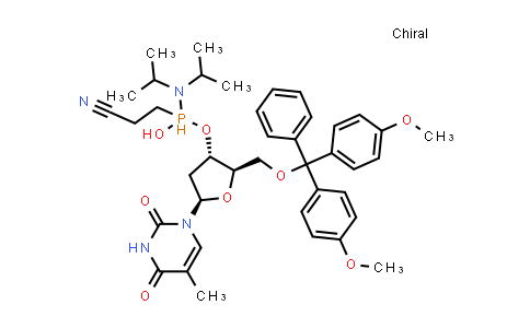 CAS No. 98796-51-1, 5'-O-[Bis(4-Methoxyphenyl)phenylmethyl]-thymidine 3'-[2-cyanoethyl N,N-bis(1-methylethyl)phosphoramidite]