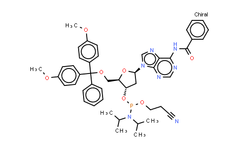 CAS No. 98796-53-3, 5'-O-(4,4'-Dimethoxytrityl)-N6-benzoyl-2'-deoxyadenosine-3'-(2-cyanoethyl-N,N-diisopropyl)phosphoramidite