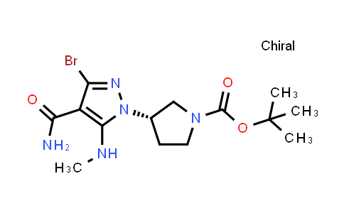 CAS No. 2173637-18-6, tert-butyl (3S)-3-[3-bromo-4-carbamoyl-5-(methylamino)-1H-pyrazol-1-yl]pyrrolidine-1-carboxylate