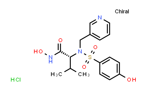 CAS No. 779342-04-0, (2R)-N-hydroxy-3-methyl-2-{N-[(pyridin-3-yl)methyl]4-hydroxybenzenesulfonamido}butanamide hydrochloride