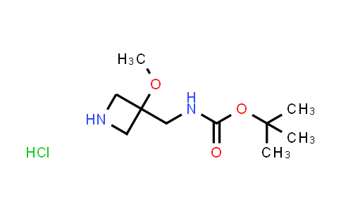 CAS No. 2173991-92-7, tert-butyl N-[(3-methoxyazetidin-3-yl)methyl]carbamate hydrochloride