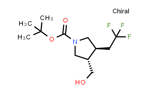 CAS No. 1428776-18-4, tert-butyl trans-3-(hydroxymethyl)-4-(2,2,2-trifluoroethyl)pyrrolidine-1-carboxylate