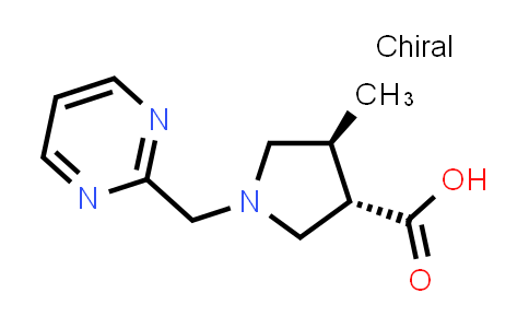 CAS No. 1689578-50-4, trans-4-methyl-1-[(pyrimidin-2-yl)methyl]pyrrolidine-3-carboxylic acid