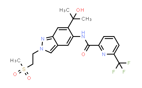 CAS No. 1931994-81-8, N-[6-(1-hydroxy-1-methyl-ethyl)-2-(2-methylsulfonylethyl)indazol-5-yl]-6-(trifluoromethyl)pyridine-2-carboxamide