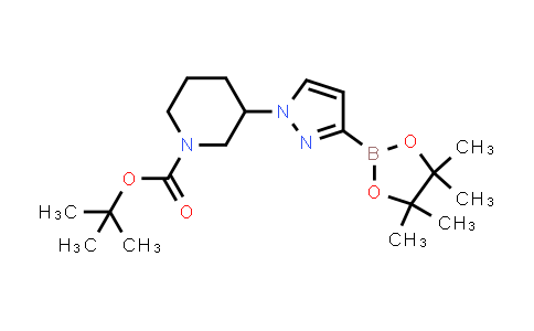 CAS No. 2222997-57-9, tert-butyl 3-[3-(4,4,5,5-tetramethyl-1,3,2-dioxaborolan-2-yl)pyrazol-1-yl]piperidine-1-carboxylate