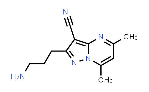 CAS No. 1173145-75-9, 2-(3-aminopropyl)-5,7-dimethyl-pyrazolo[1,5-a]pyrimidine-3-carbonitrile