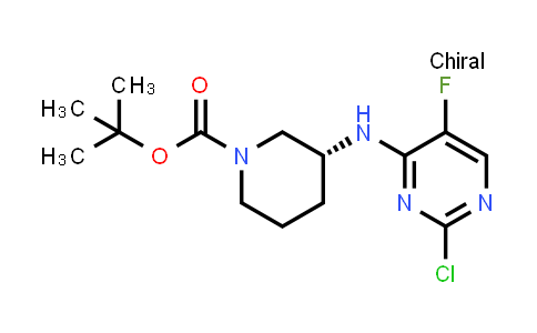 CAS No. 1421757-69-8, tert-butyl (3R)-3-[(2-chloro-5-fluoropyrimidin-4-yl)amino]piperidine-1-carboxylate