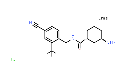CAS No. 2306248-47-3, (1R,3S)-3-amino-N-[[4-cyano-2-(trifluoromethyl)phenyl]methyl]cyclohexanecarboxamide hydrochloride