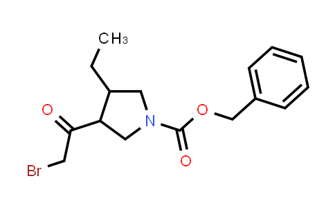 CAS No. 1708997-41-4, benzyl 3-(2-bromoacetyl)-4-ethylpyrrolidine-1-carboxylate