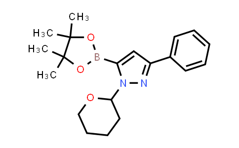 CAS No. 1028092-65-0, 1-(oxan-2-yl)-3-phenyl-5-(tetramethyl-1,3,2-dioxaborolan-2-yl)-1H-pyrazole