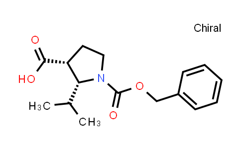 CAS No. 2639375-57-6, (2R,3R)-1-benzyloxycarbonyl-2-isopropyl-pyrrolidine-3-carboxylic acid