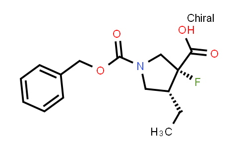 CAS No. 2639378-24-6, (3R,4R)-1-benzyloxycarbonyl-4-ethyl-3-fluoro-pyrrolidine-3-carboxylic acid