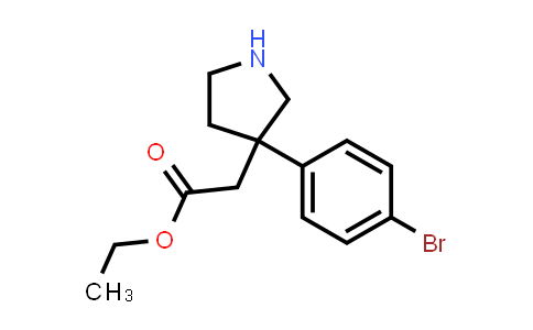 CAS No. 2639429-97-1, ethyl 2-[3-(4-bromophenyl)pyrrolidin-3-yl]acetate