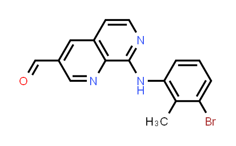 CAS No. 2230846-77-0, 8-(3-bromo-2-methyl-anilino)-1,7-naphthyridine-3-carbaldehyde