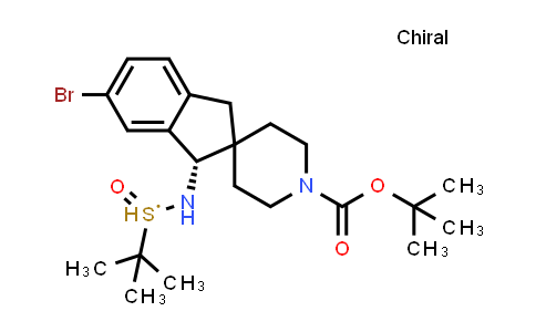 CAS No. 2377355-25-2, tert-butyl (1S)-6-bromo-1-[[(R)-tert-butylsulfinyl]amino]spiro[indane-2,4'-piperidine]-1'-carboxylate