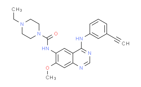 CAS No. 1203902-67-3, 4-ethyl-N-(4-((3-ethynylphenyl)amino)-7-methoxyquinazolin-6-yl)piperazine-1-carboxamide