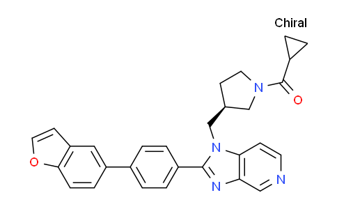 CAS No. 1309805-49-9, (R)-(3-((2-(4-(benzofuran-5-yl)phenyl)-1H-imidazo[4,5-c]pyridin-1-yl)methyl)pyrrolidin-1-yl)(cyclopropyl)methanone