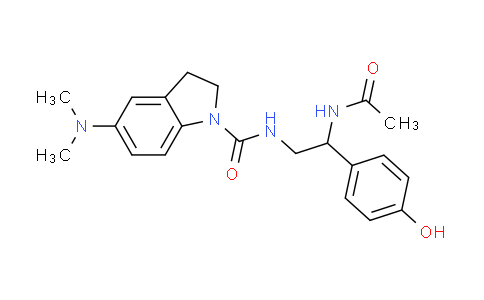 CAS No. 1421594-71-9, N-(2-acetamido-2-(4-hydroxyphenyl)ethyl)-5- (dimethylamino)indoline-1-carboxamide