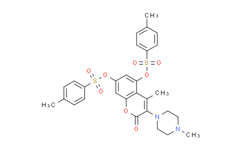 CAS No. 1456807-82-1, 2H-1-Benzopyran-2-one, 4-methyl-5,7-bis[[(4-methylphenyl)sulfonyl]oxy]-3-(4-methyl-1-piperazinyl)-